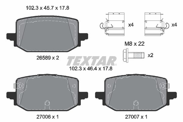 TEXTAR 2658901 Комплект гальмівних накладок, дискове гальмо