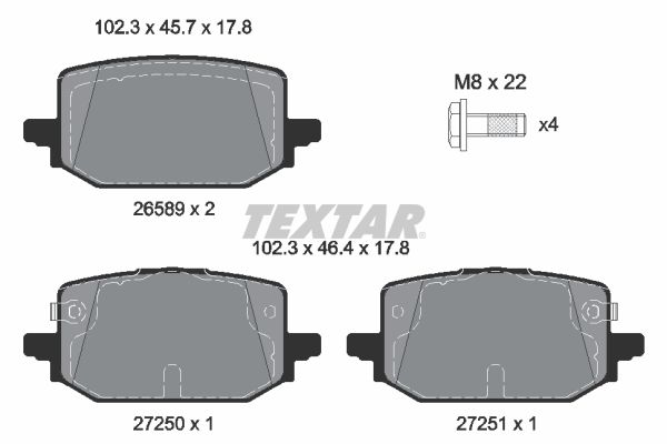 TEXTAR 2658903 Комплект гальмівних накладок, дискове гальмо