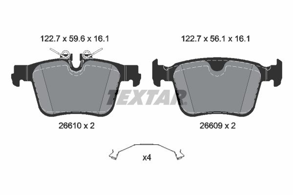 TEXTAR 2661001 Колодки гальмівні (задні) Volvo S60/V60 18-/S90/V90/XC60 16-/XC90/Land Rover Discovery 14-