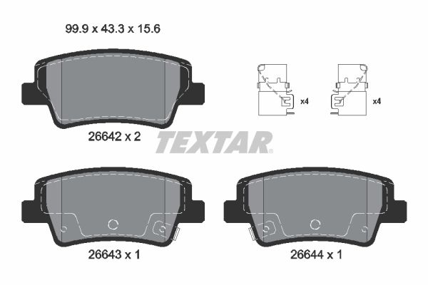 TEXTAR 2664201 Комплект гальмівних накладок, дискове гальмо