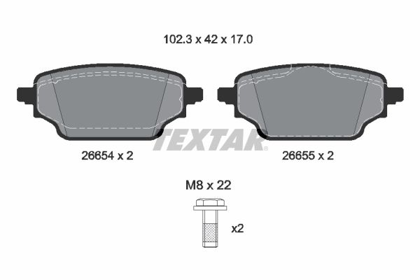 TEXTAR 2665401 Комплект гальмівних накладок, дискове гальмо