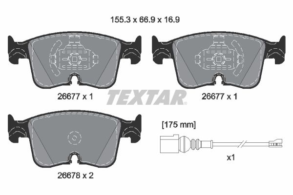 TEXTAR 2667702 Комплект гальмівних накладок, дискове гальмо