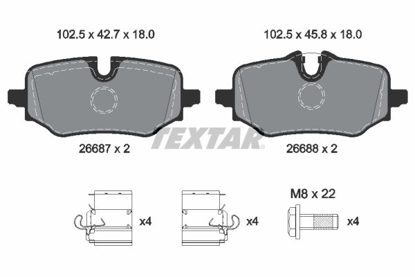 TEXTAR 2668701 Колодки гальмівні (задні) BMW 2 (U06)/X1 (U11) 1.5-Electric 21-