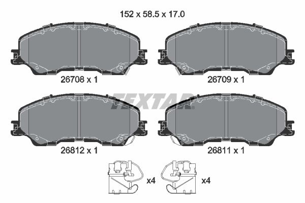 TEXTAR 2670801 Комплект гальмівних накладок, дискове гальмо