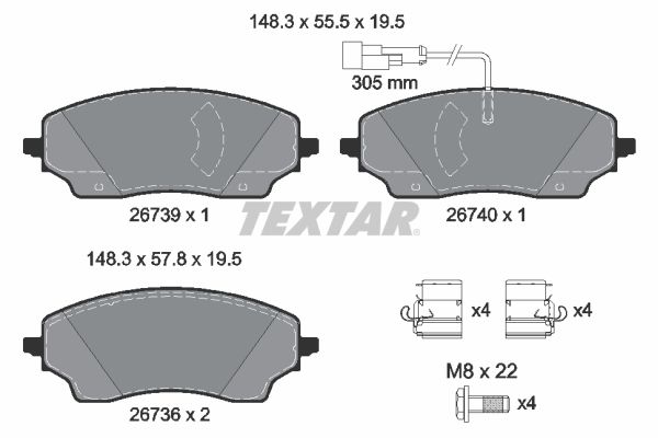 TEXTAR 2673901 Комплект гальмівних накладок, дискове гальмо