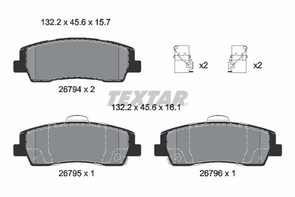 TEXTAR 2679401 Комплект гальмівних накладок, дискове гальмо