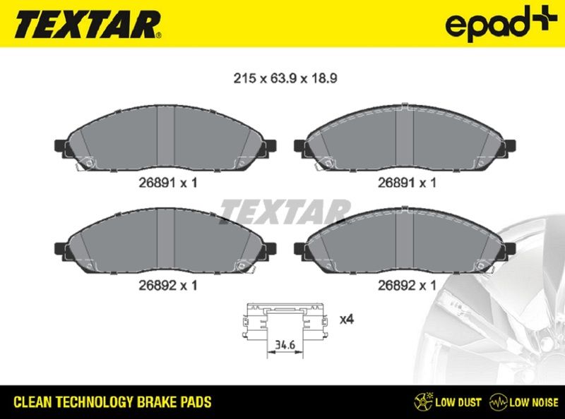 TEXTAR 2689101 Колодки гальмівні (передні) Jeep Grand Cherokee L V 21- Q+
