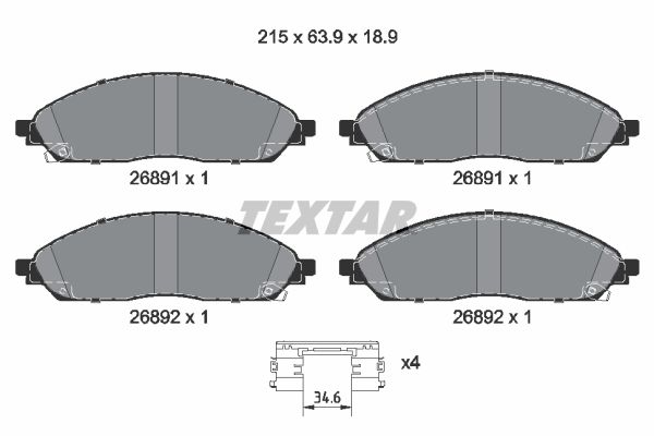 TEXTAR 2689101 Колодки гальмівні (передні) Jeep Grand Cherokee L V 21- Q+