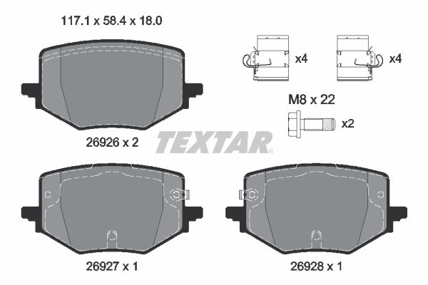 TEXTAR 2692601 Комплект гальмівних накладок, дискове гальмо