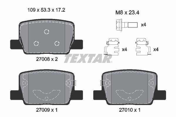 TEXTAR 2700801 Комплект гальмівних накладок, дискове гальмо