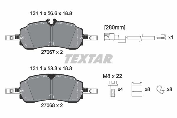 TEXTAR 2706701 Комплект гальмівних накладок, дискове гальмо