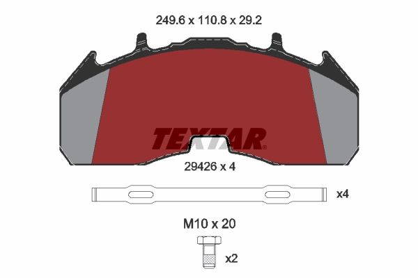 TEXTAR 2942602 Комплект гальмівних накладок, дискове гальмо