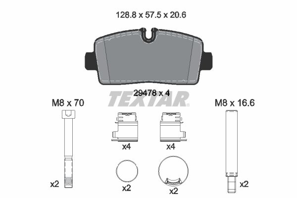 TEXTAR 2947801 Комплект гальмівних накладок, дискове гальмо