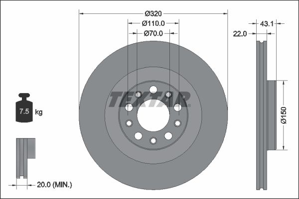 TEXTAR 92337803 Гальмівний диск