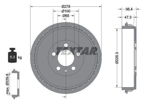 TEXTAR 94046300 Гальмівний барабан