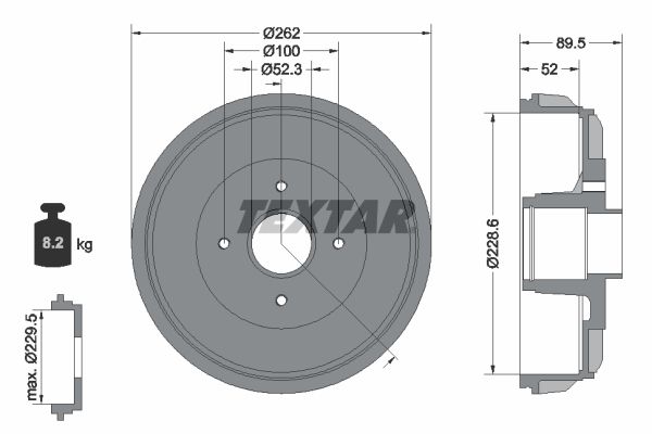 TEXTAR 94049700 Гальмівний барабан