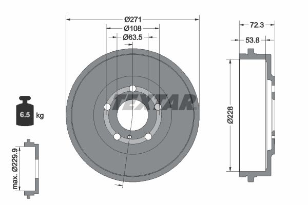 TEXTAR 94049900 Гальмівний барабан