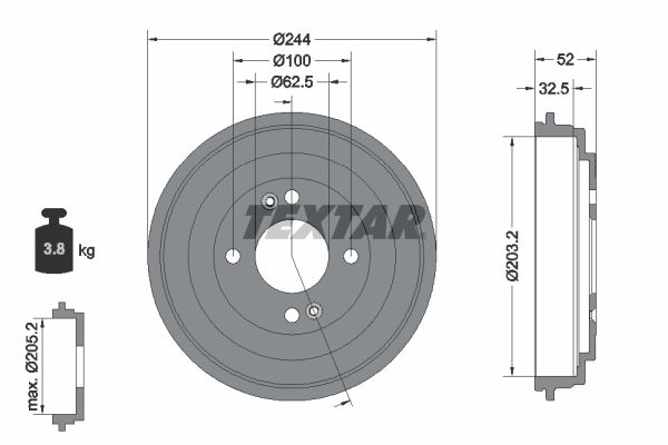 TEXTAR 94050400 Гальмівний барабан
