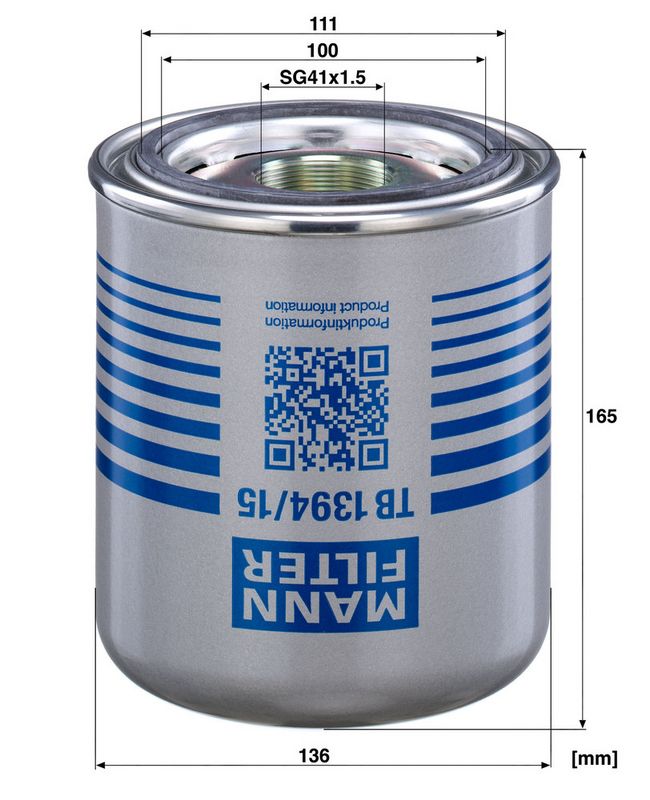 TB1394/15x Осушувач повітря (MANN)