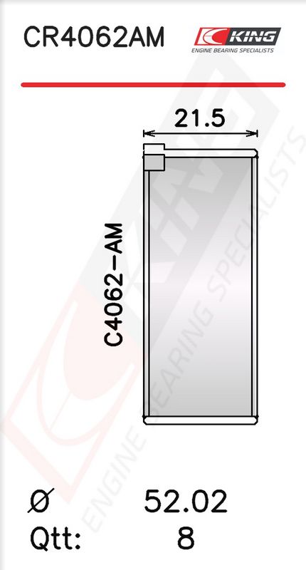 King CR4062AM025 Вкладиш підшипника шатуна