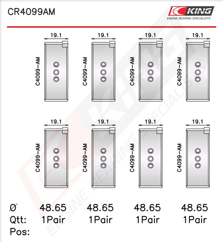 King CR4099AM010 Вкладиші шатунні Fiat Doblo 1.6 01- (+0.254)