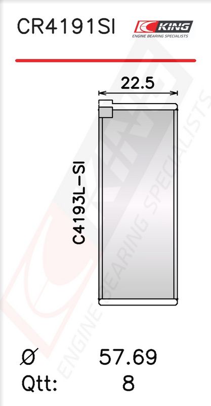King CR4191SI03 Вкладиш підшипника шатуна