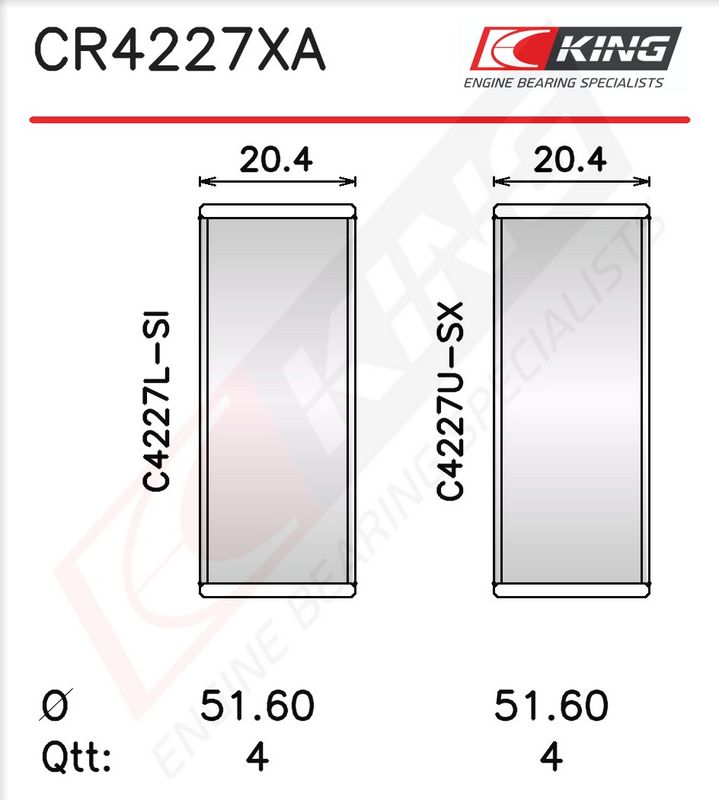 King CR4227XA05 Вкладиші шатунні Renault Trafic 1.9dCi (+0.50)