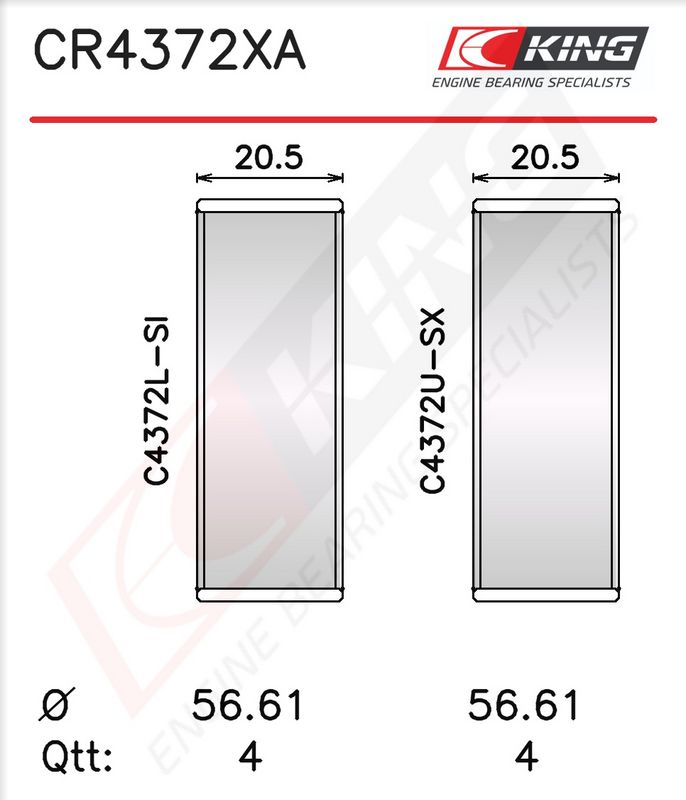 King CR4372XA075 Вкладиш підшипника шатуна