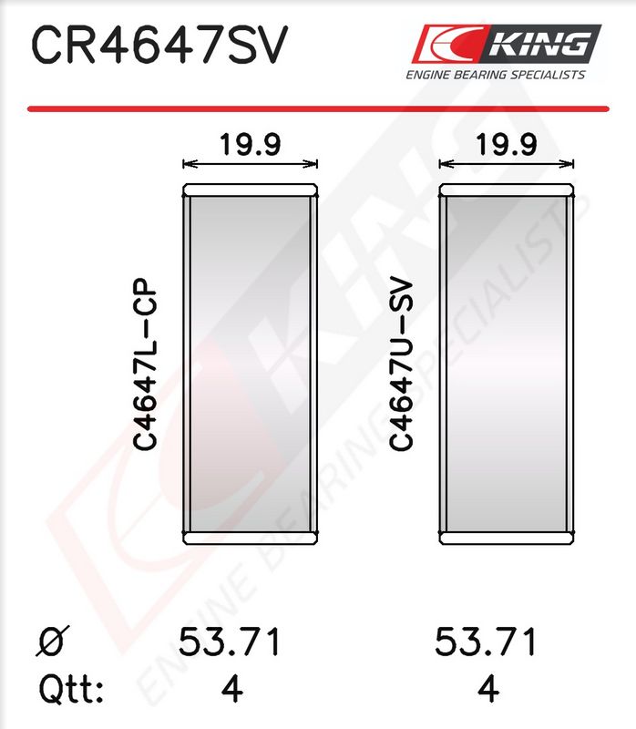 King CR4647SV05 Вкладиш підшипника шатуна