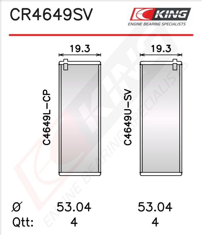 King CR4649SV025 Вкладиші шатунні Opel Astra/Insignia 1.6 CDTI 08-17 (+0.25)