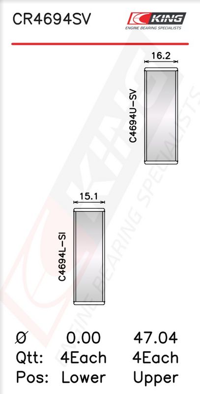 King CR4694SV025 Вкладиш підшипника шатуна