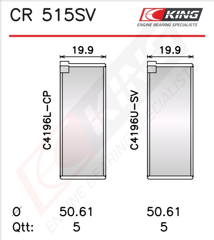 King CR515SV Вкладиші шатунні VW LT/T4 2.5 TDI 95-06 (STD)