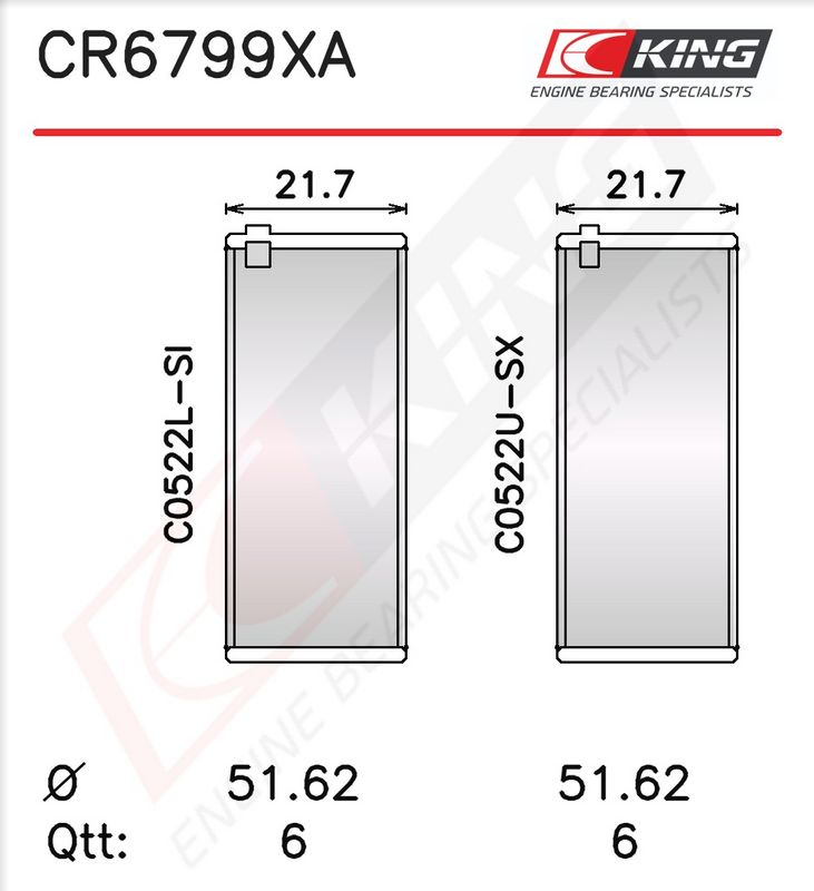 King CR6799XA025 Вкладиш підшипника шатуна