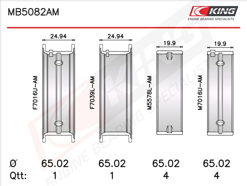 King MB5082AM Вкладиші корінні BMW 3 (E46/E90)/5 (E39/E60) 98-11 M47/N47 (STD)