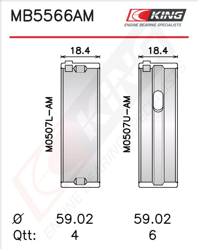 King MB5566AM Вкладиші корінні VW T3-T5/Passat/Golf/Caddy 0.9-2.0 (STD)