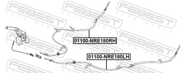 Febest 01100NRE180RH Трос ручного гальма правий