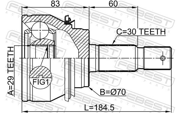 Febest 0110GRN245 шрус зовнішній 29x70x30