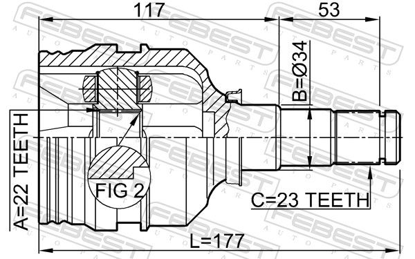 Febest 0111AV220 ШРУС внутрішній 22x34x23