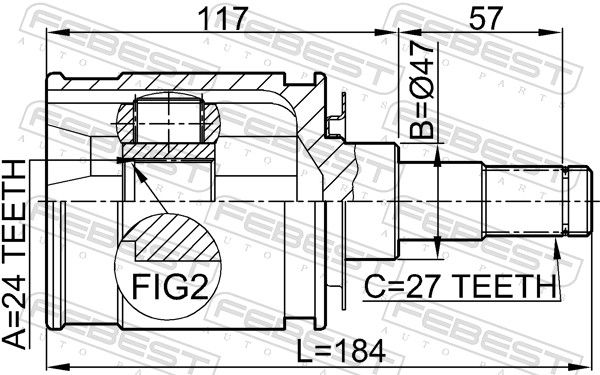 Febest 0111KDJ95 шрус внутрішній 24x47x27