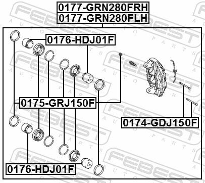 Febest 0175GRJ150F Ремкомплект супорта гальмівного переднього