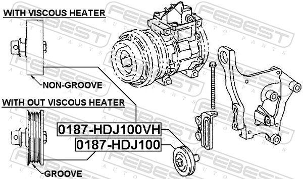 Febest 0187HDJ100HV Ролик натяжний ременя кондиціонера комплект