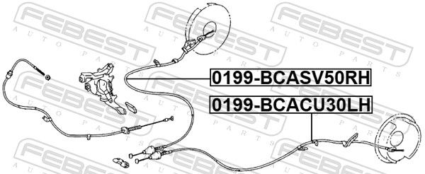 Febest 0199BCACU30LH Трос ручного гальма лівий