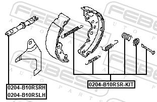 Febest 0204B10RSRKIT Монтажний комплект барабанних колодок