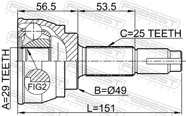 Febest 0210084 ШРУС зовнішній 29x49x25