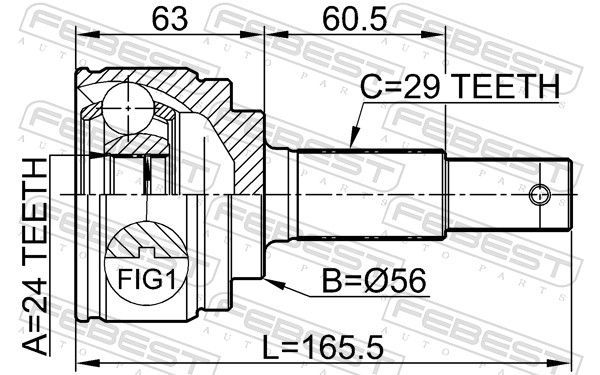 Febest 0210B30 ШРУС зовнішній 24x56x29