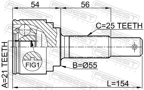 Febest 0210QG15 шрус зовнішній 21x55x25
