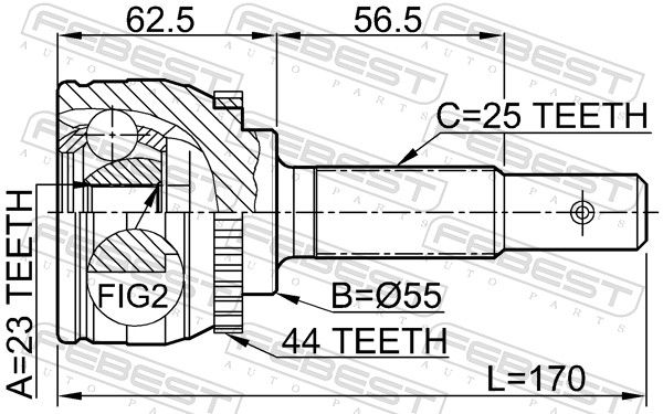 Febest 0210QG18DEA44 шрус зовнішній 23x55x25