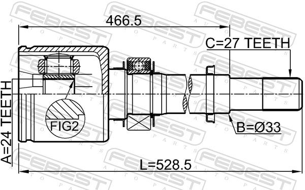Febest 0211J32VQ25RH ШРУС внутрішній правий 24x33x27