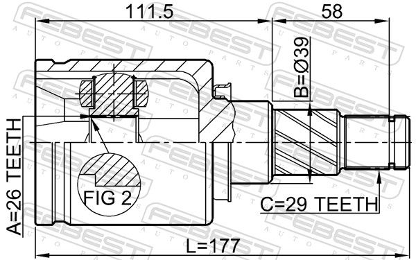 Febest 0211T30LH ШРКШ внутрішній лівий 26x39x29