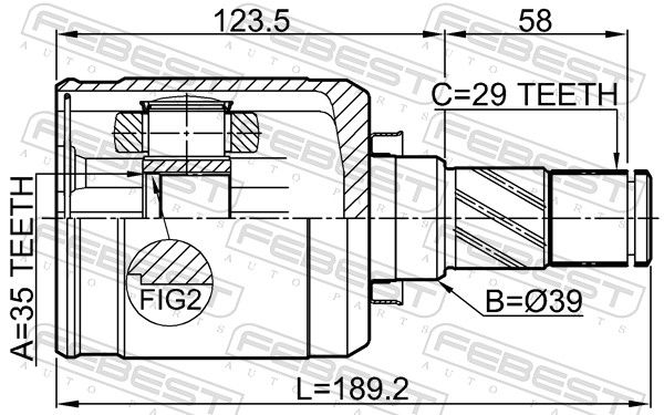 Febest 0211T31MTLH шрус внутрішній лівий 35x39x29